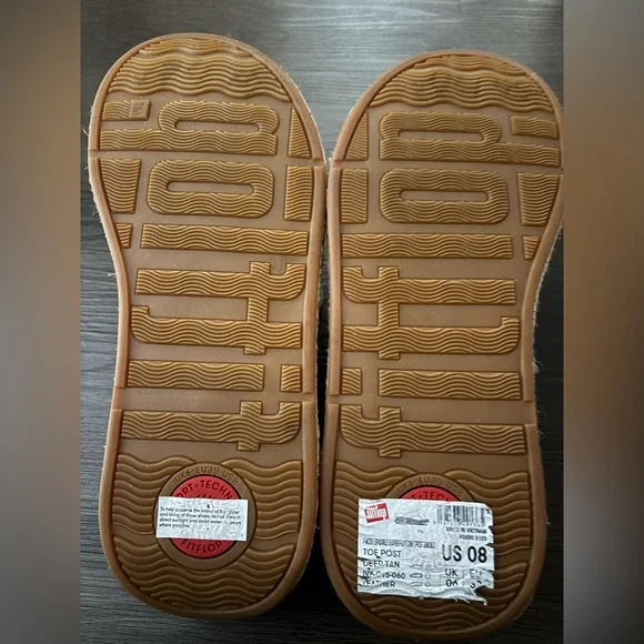 FitFlop Leather Espadrille Wedge Chunky Deep Tan Sandals Sz 8 / 38 - Picture 3 of 7